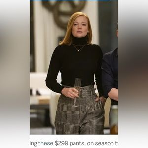 SuiStudio Houndstooth Belted Wide Leg Pants 4-6 (as seen on Shiv Roy/Succession)